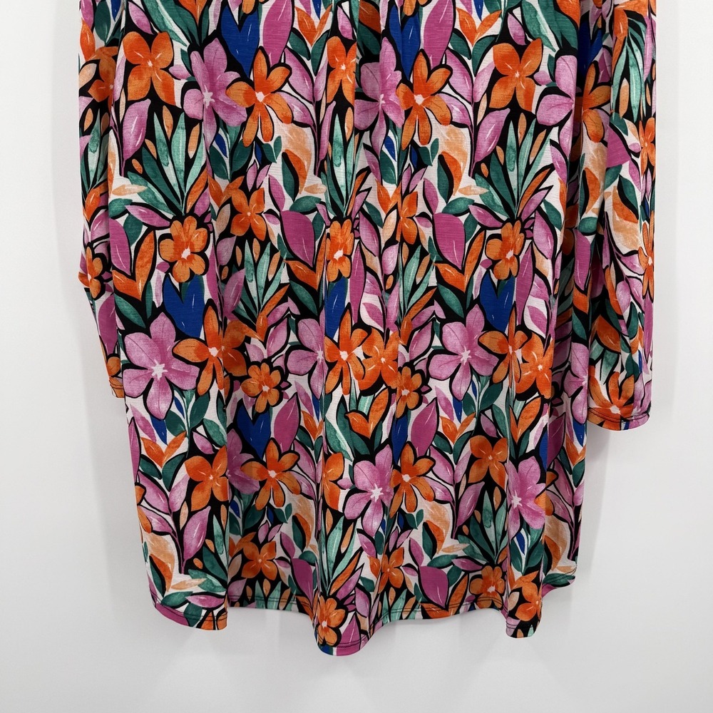 Dear Scarlett Blouse Womens 2X Multicolor Floral Liz Tunic V-Neck Slinky Relaxed - Picture 6 of 12